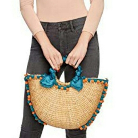 SAM EDELMAN | NWOT Inessa Straw PomPom Satchel Bag - Picture 7 of 8